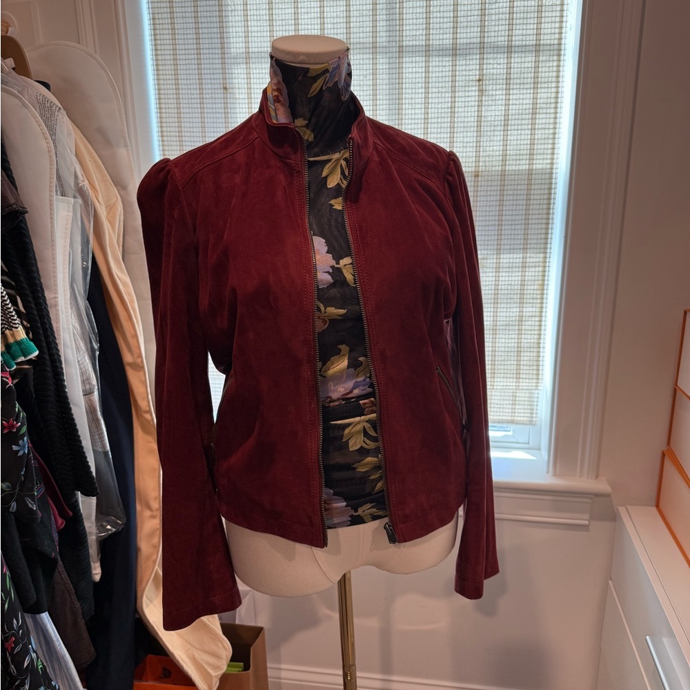 Lucky Brand Women's Suede Zip Jacket - Deep Burgundy